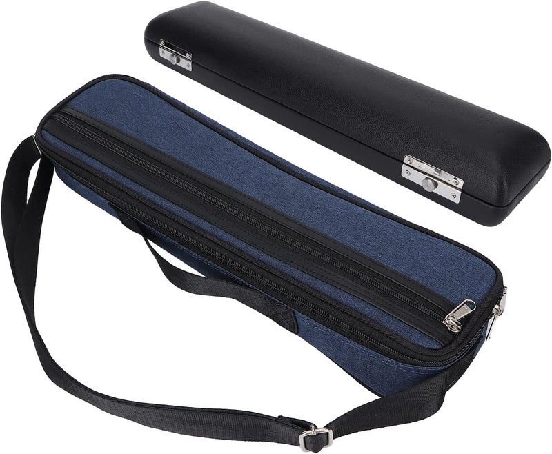 Glomora 17 Hole Flute Case, Flute Case Bag with PU Leather Inner Box + Oxford Cloth Outer Bag, Cross Body & Hand Carry Options, Lightweight & Waterproof - Image 1